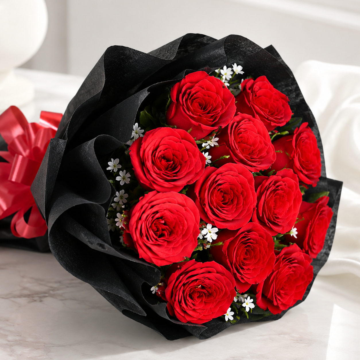 Romantic 12 Red Rose Bouquet