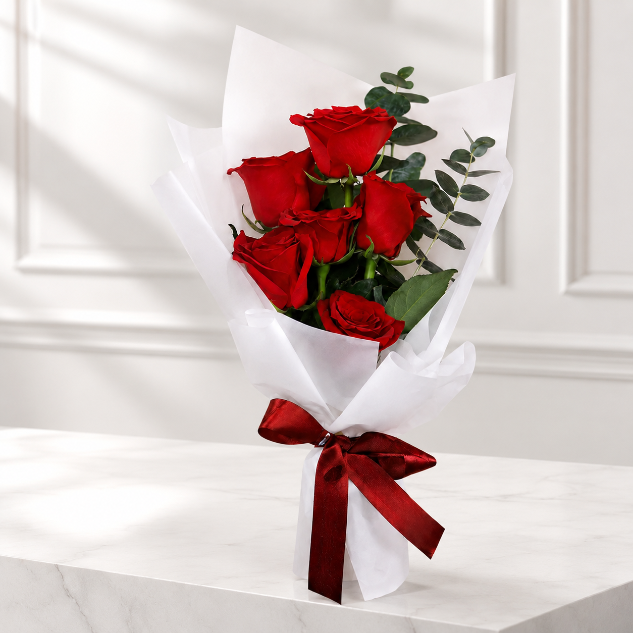6 Red Roses Bouquet - Love Gift