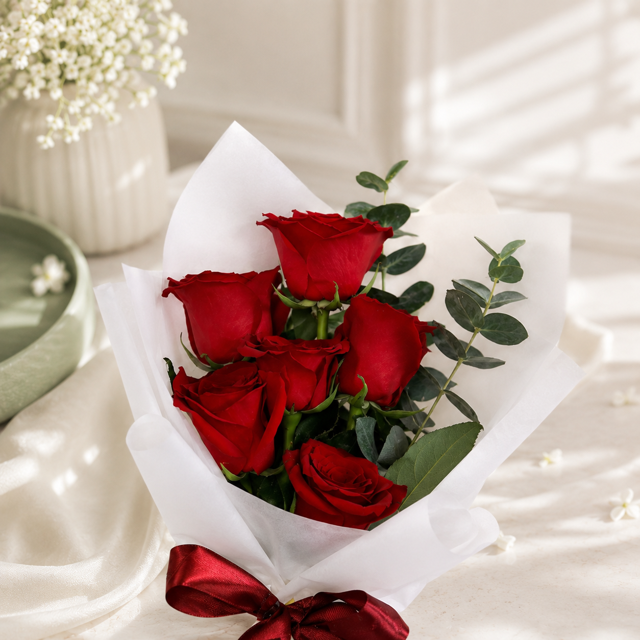 6 Red Roses Bouquet - Love Gift