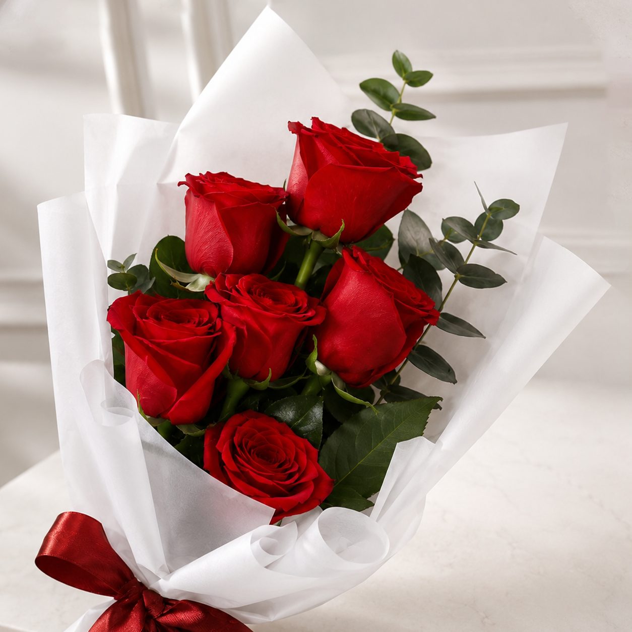 6 Red Roses Bouquet - Love Gift