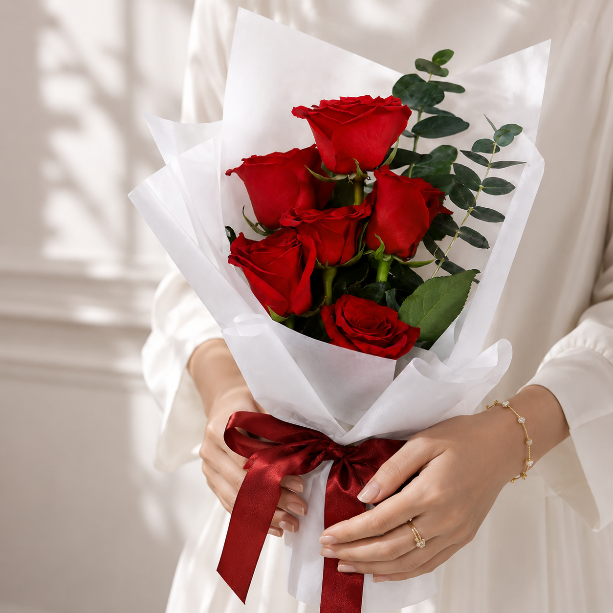 6 Red Roses Bouquet - Love Gift