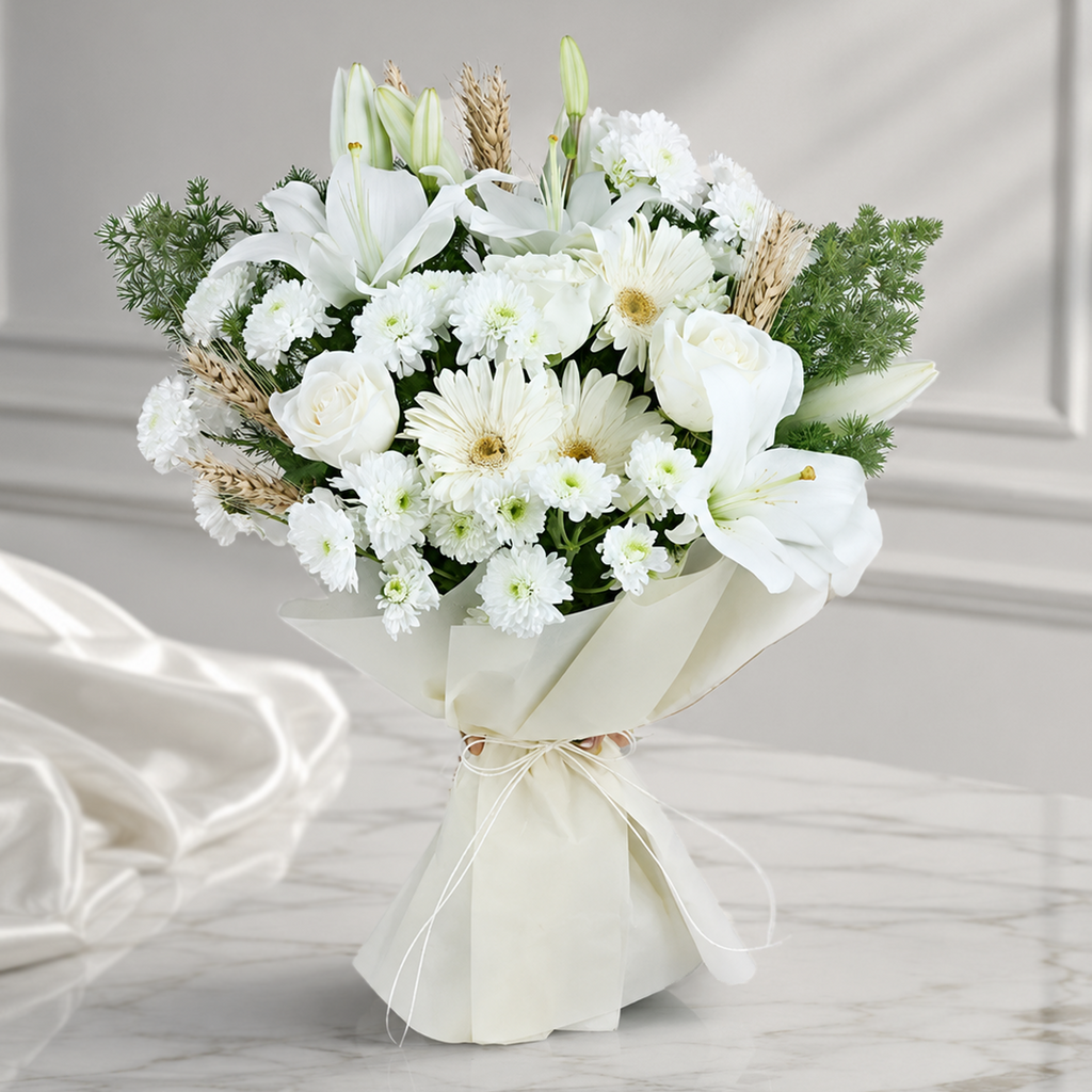 Royal White Lily & Rose Bouquet