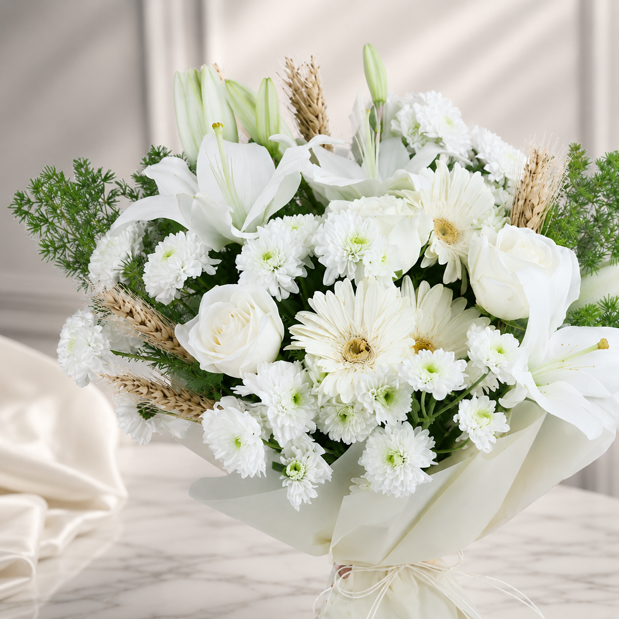 Royal White Lily & Rose Bouquet