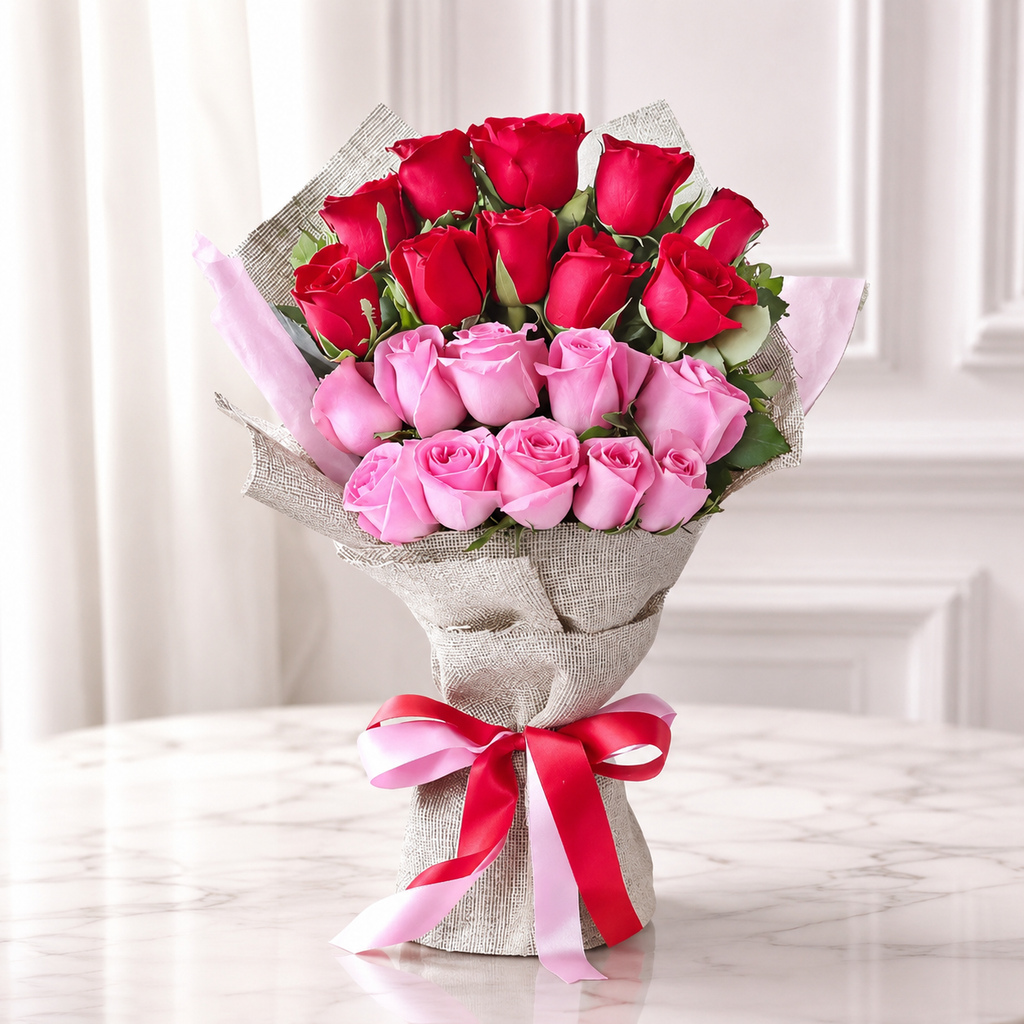 Rose Bouquet with Jute Wrap
