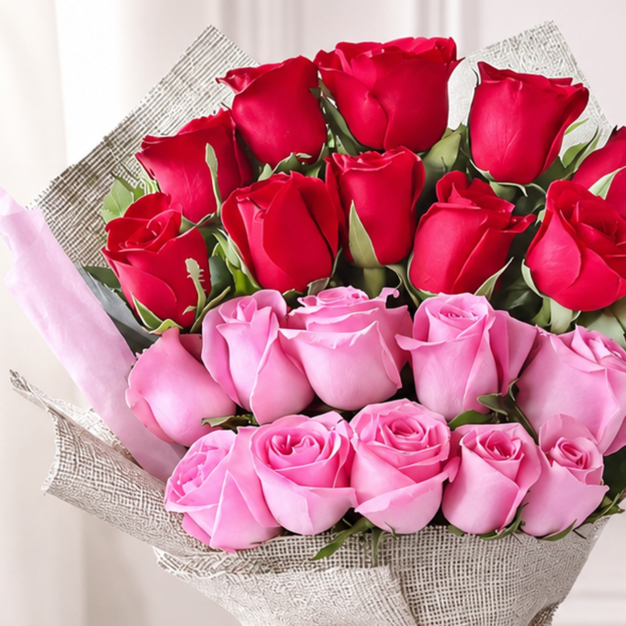 Rose Bouquet with Jute Wrap