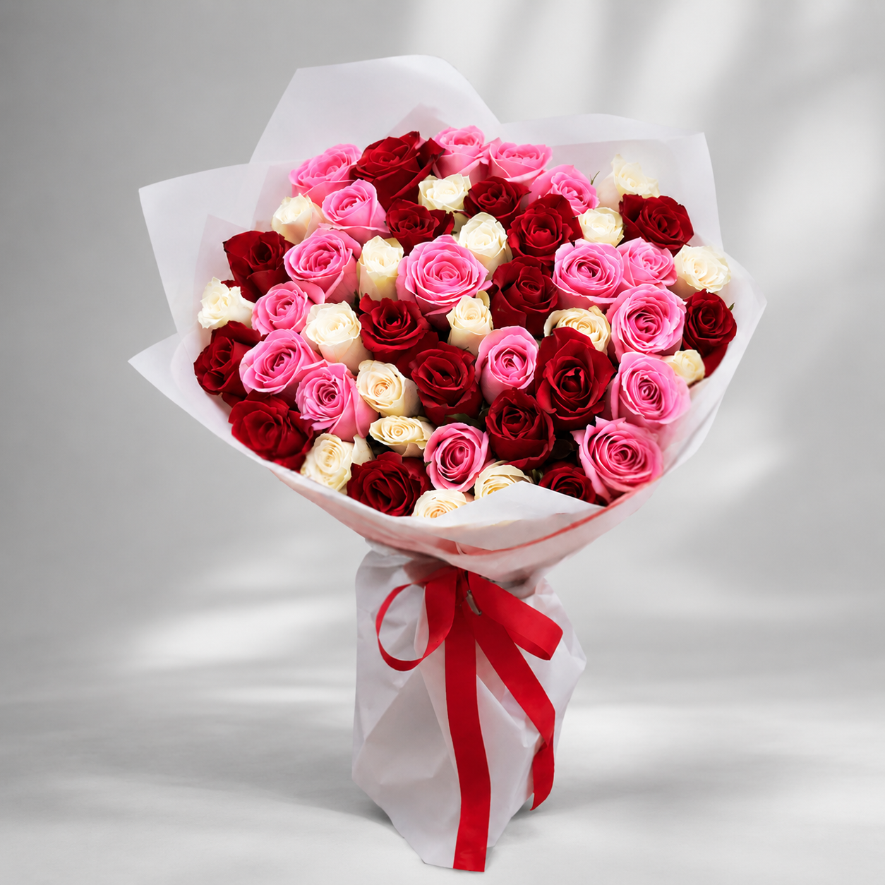 Red, Pink & White Rose Bouquet