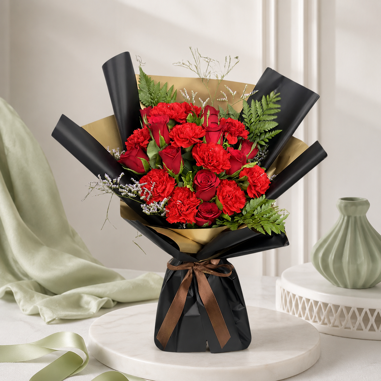 Red Roses & Carnations Bouquet