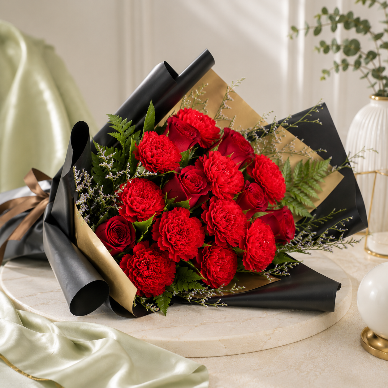 Red Roses & Carnations Bouquet