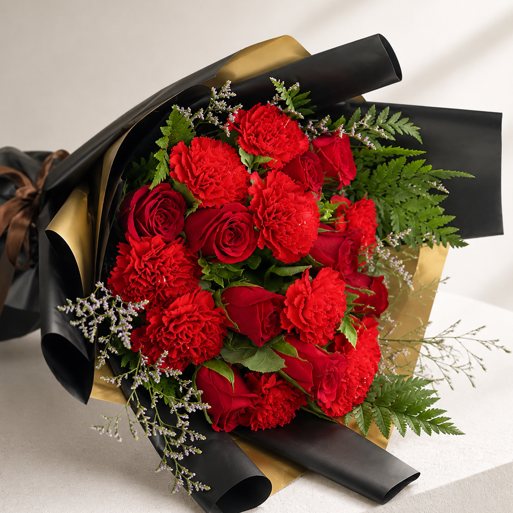 Red Roses & Carnations Bouquet