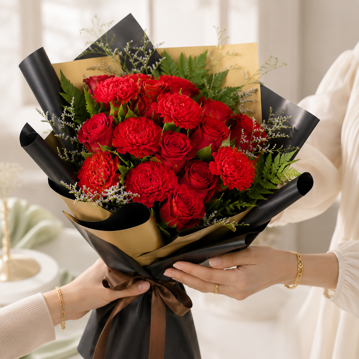 Red Roses & Carnations Bouquet