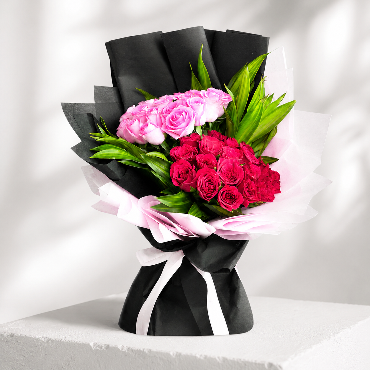 Romantic Red & Pink Rose Flower Arrangement