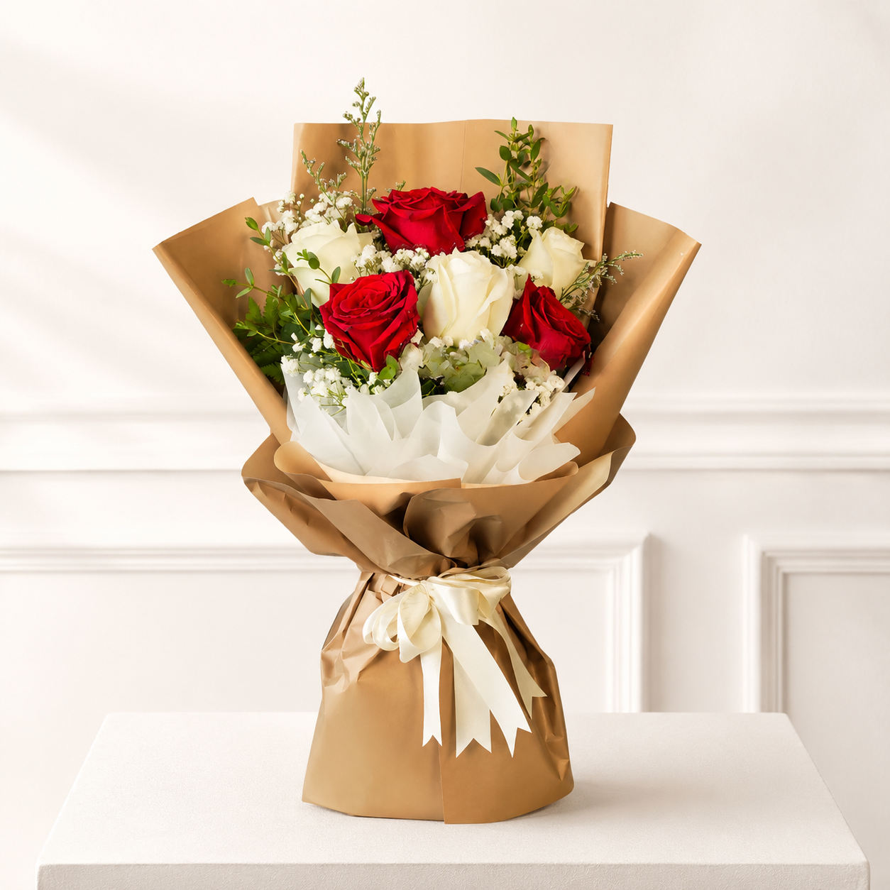 Red and White Rose Bouquet
