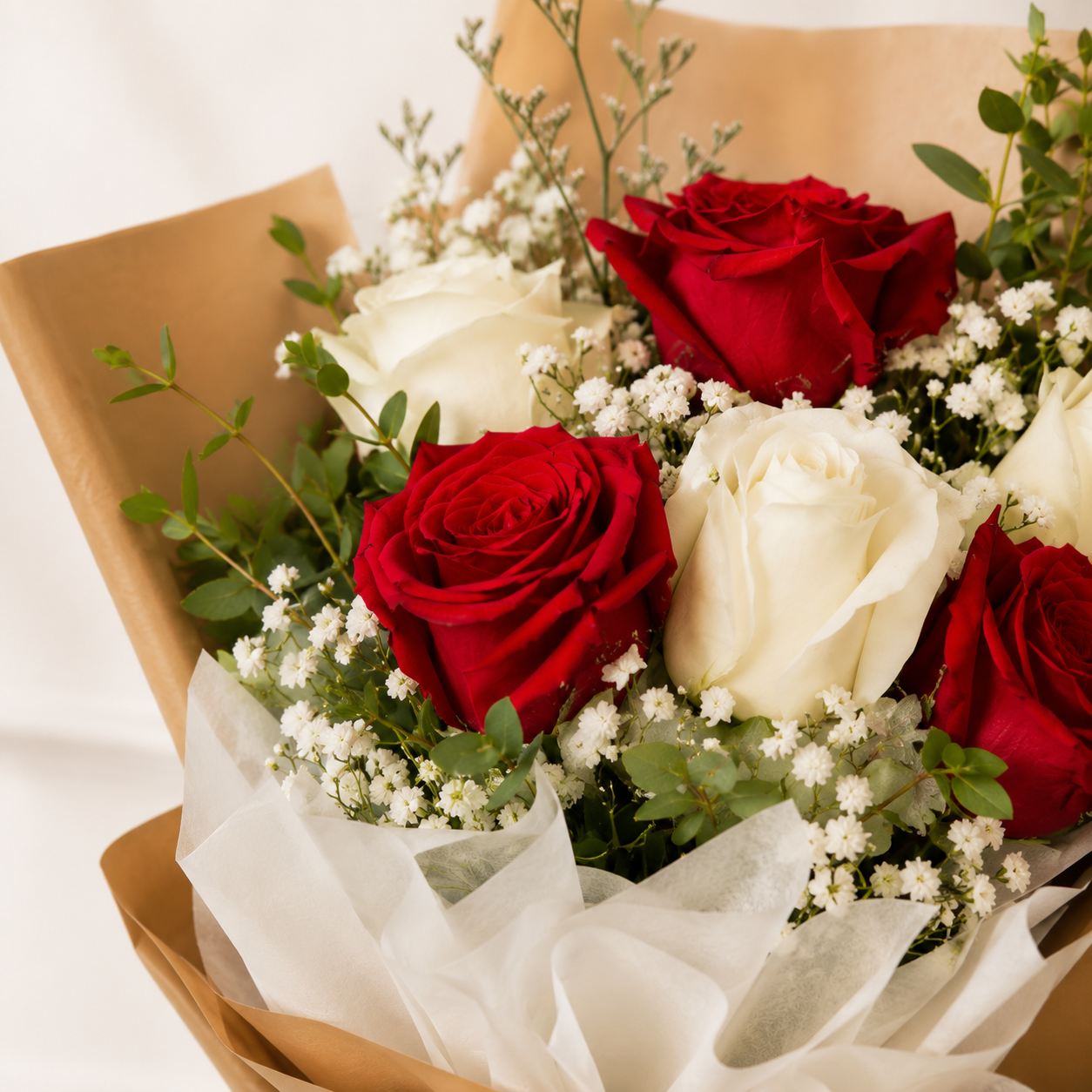 Red and White Rose Bouquet