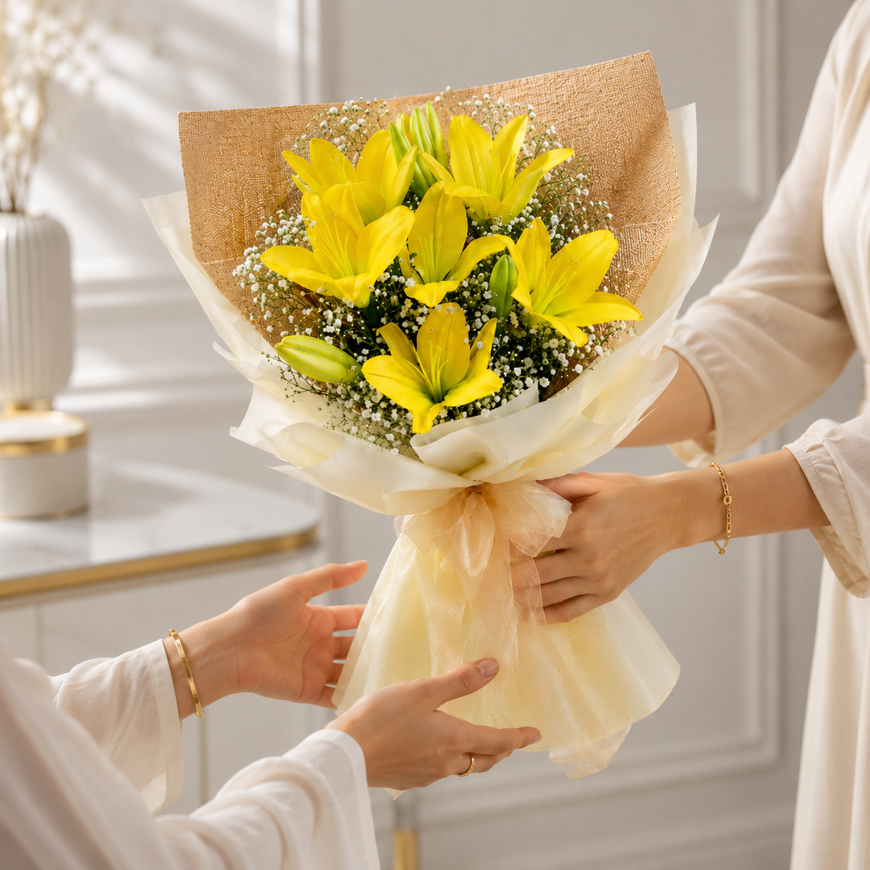 Sunny Delight Yellow Lily Bouquet