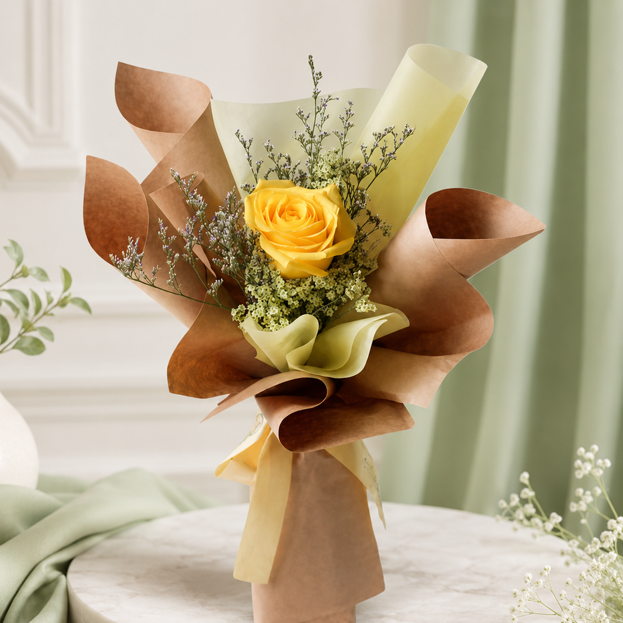 Single Yellow Rose Bouquet
