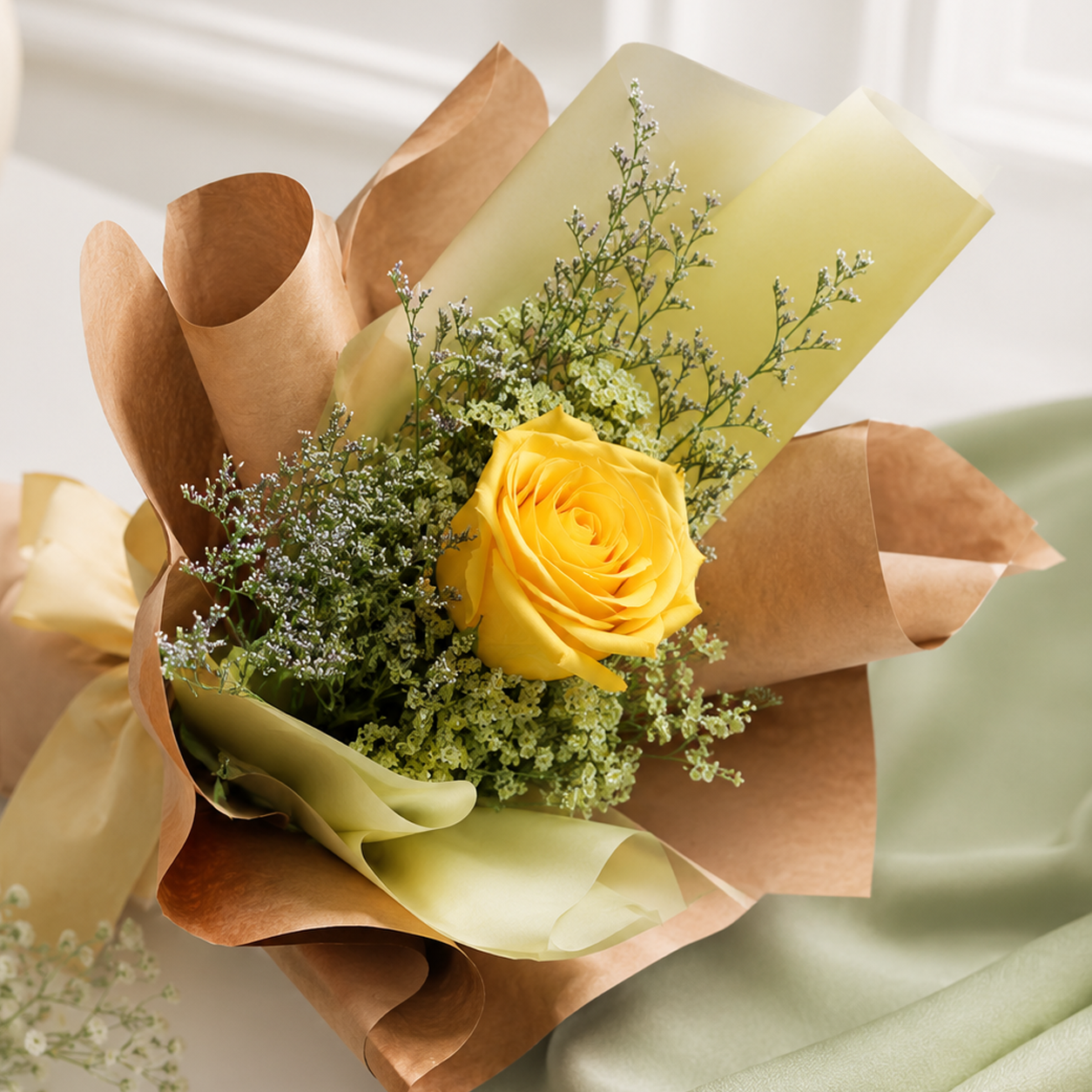 Single Yellow Rose Bouquet