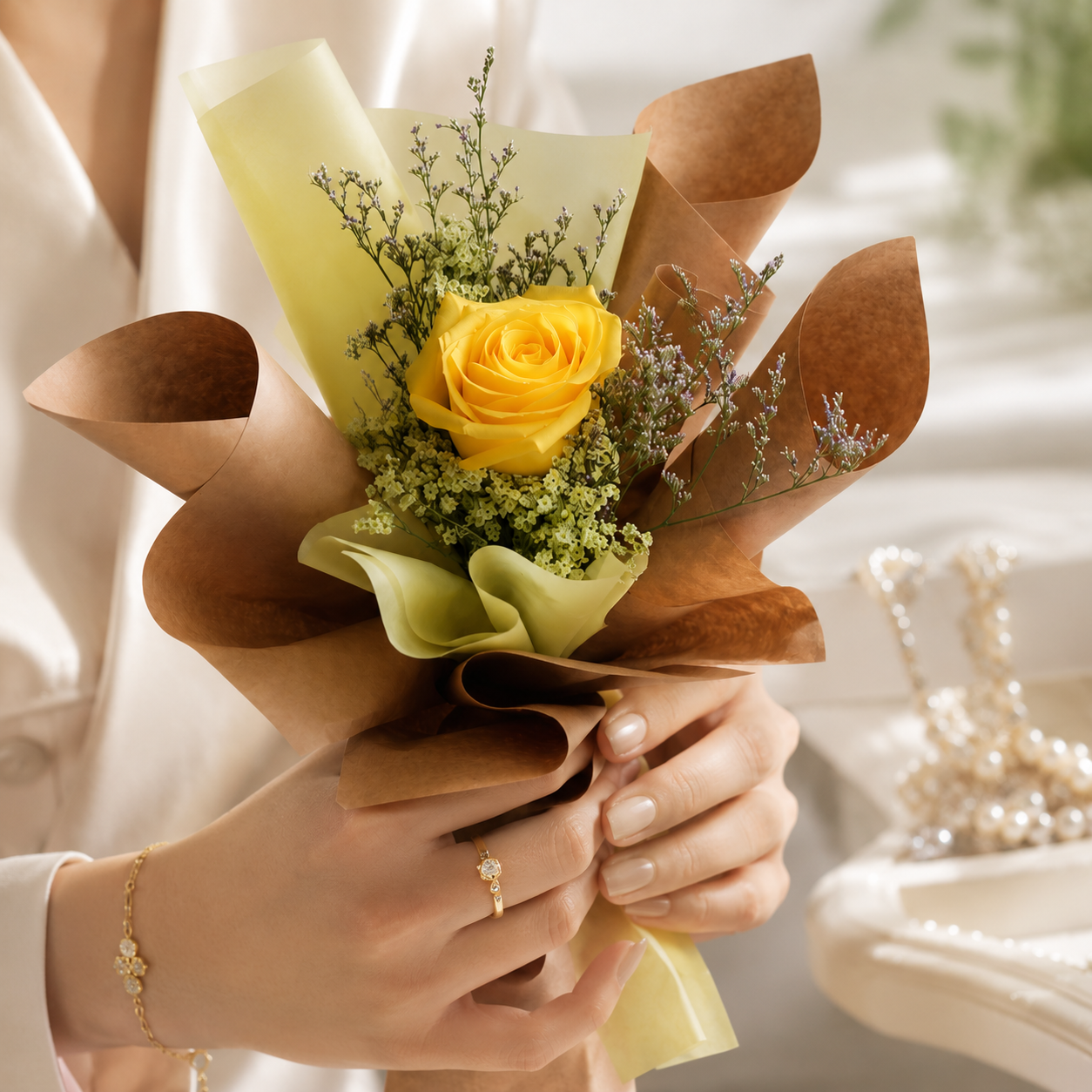 Single Yellow Rose Bouquet