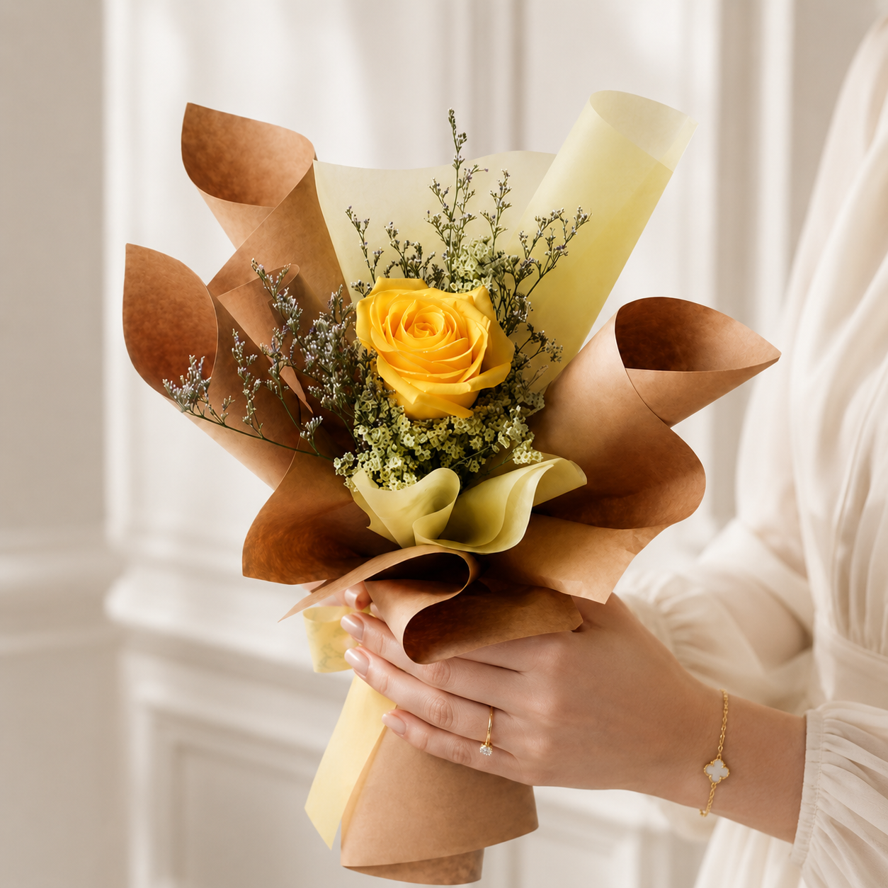 Single Yellow Rose Bouquet