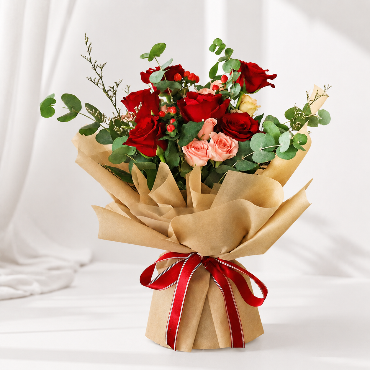 Top Secret Red Roses & Baby Pink Roses Bouquet