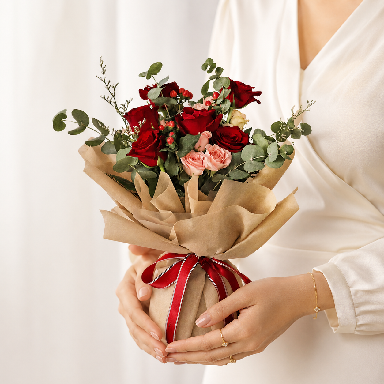 Top Secret Red Roses & Baby Pink Roses Bouquet
