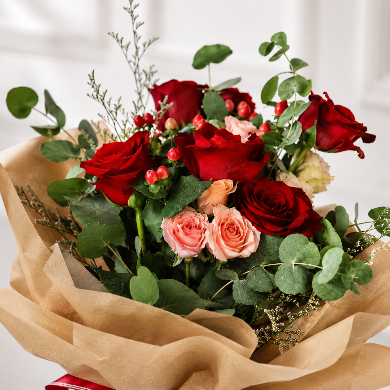 Top Secret Red Roses & Baby Pink Roses Bouquet