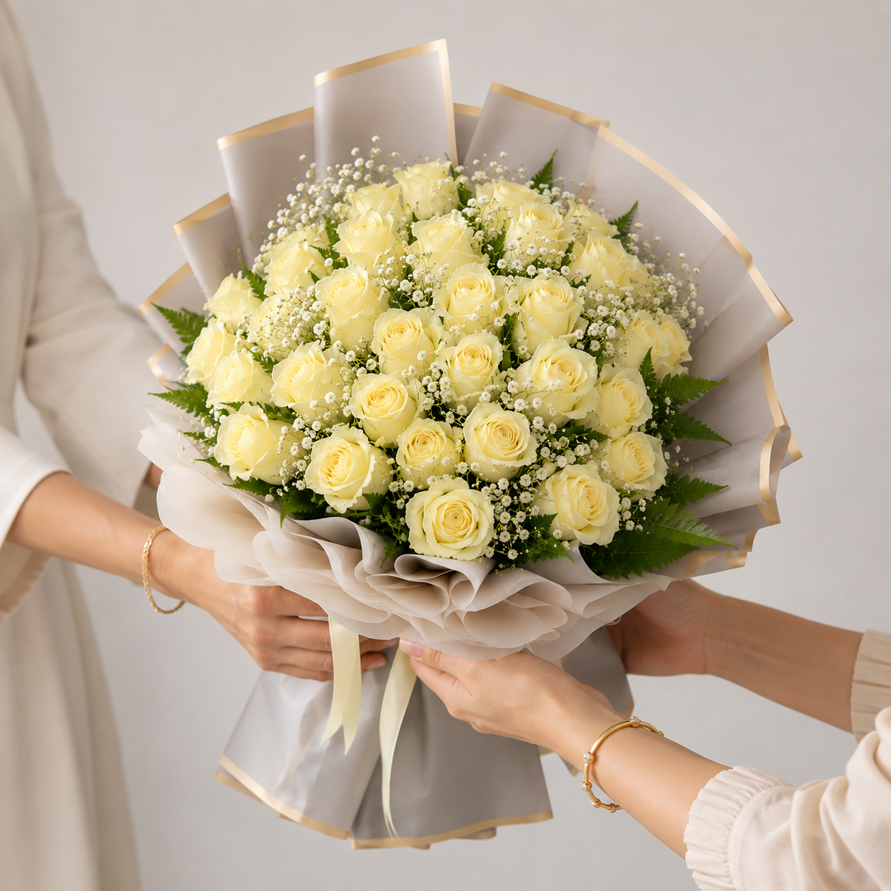 White Rose & Baby's breath Bouquet