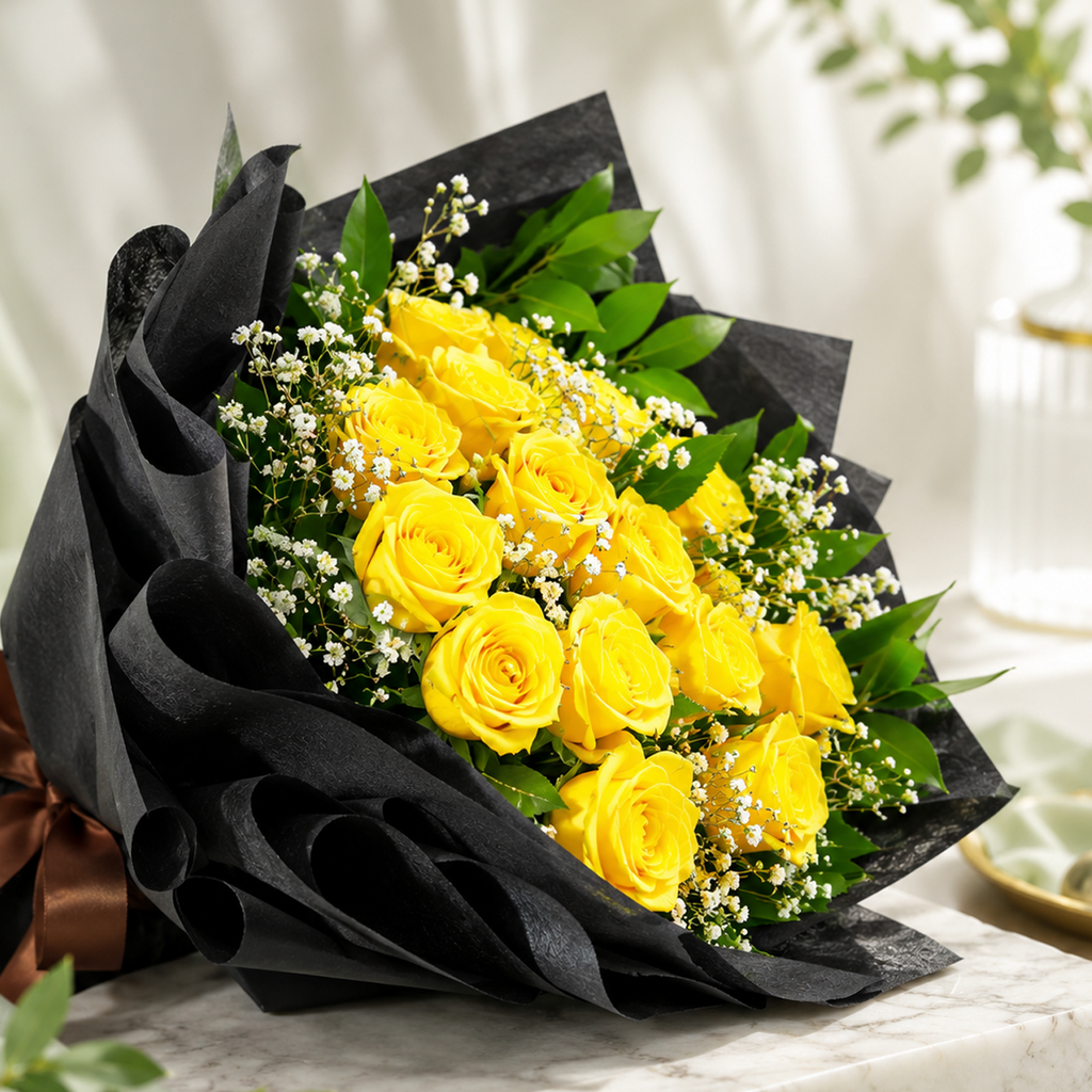25 Yellow Roses Bouquet – Joyful Moments