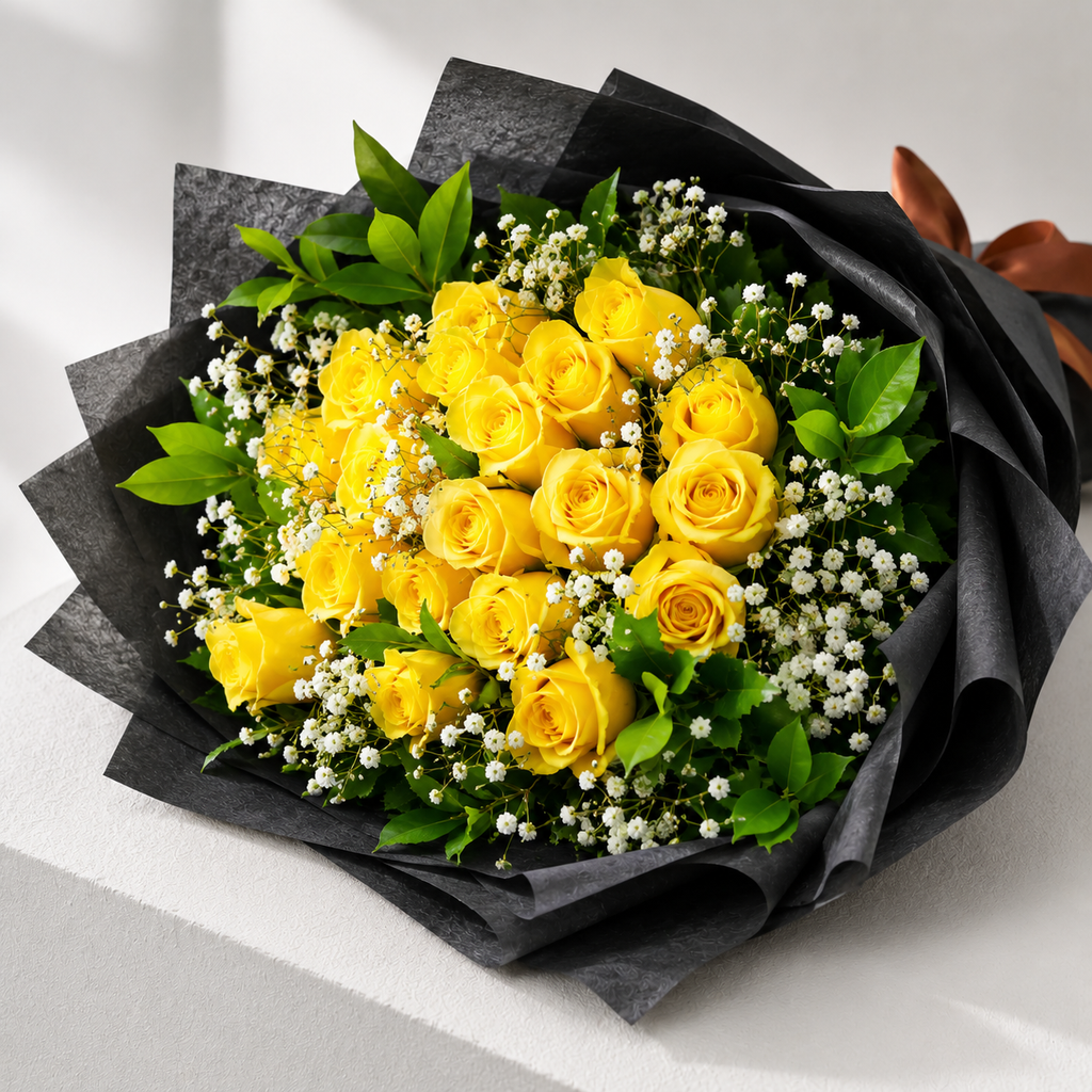 25 Yellow Roses Bouquet – Joyful Moments