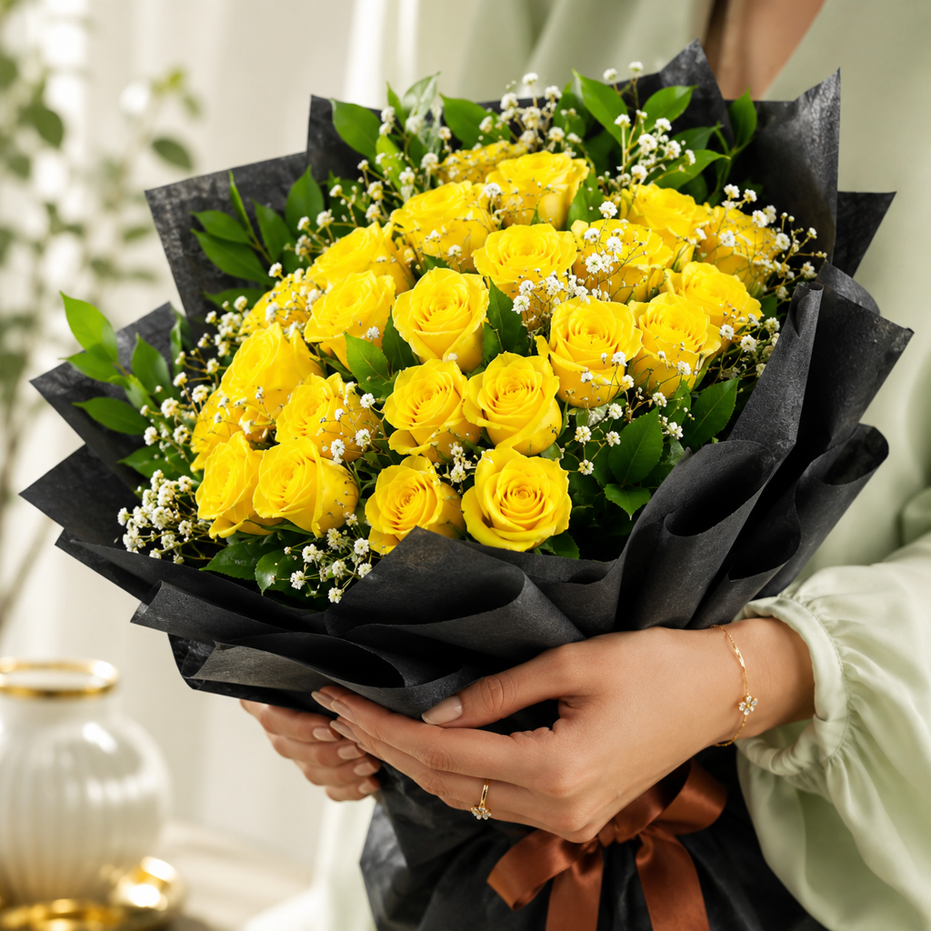25 Yellow Roses Bouquet – Joyful Moments