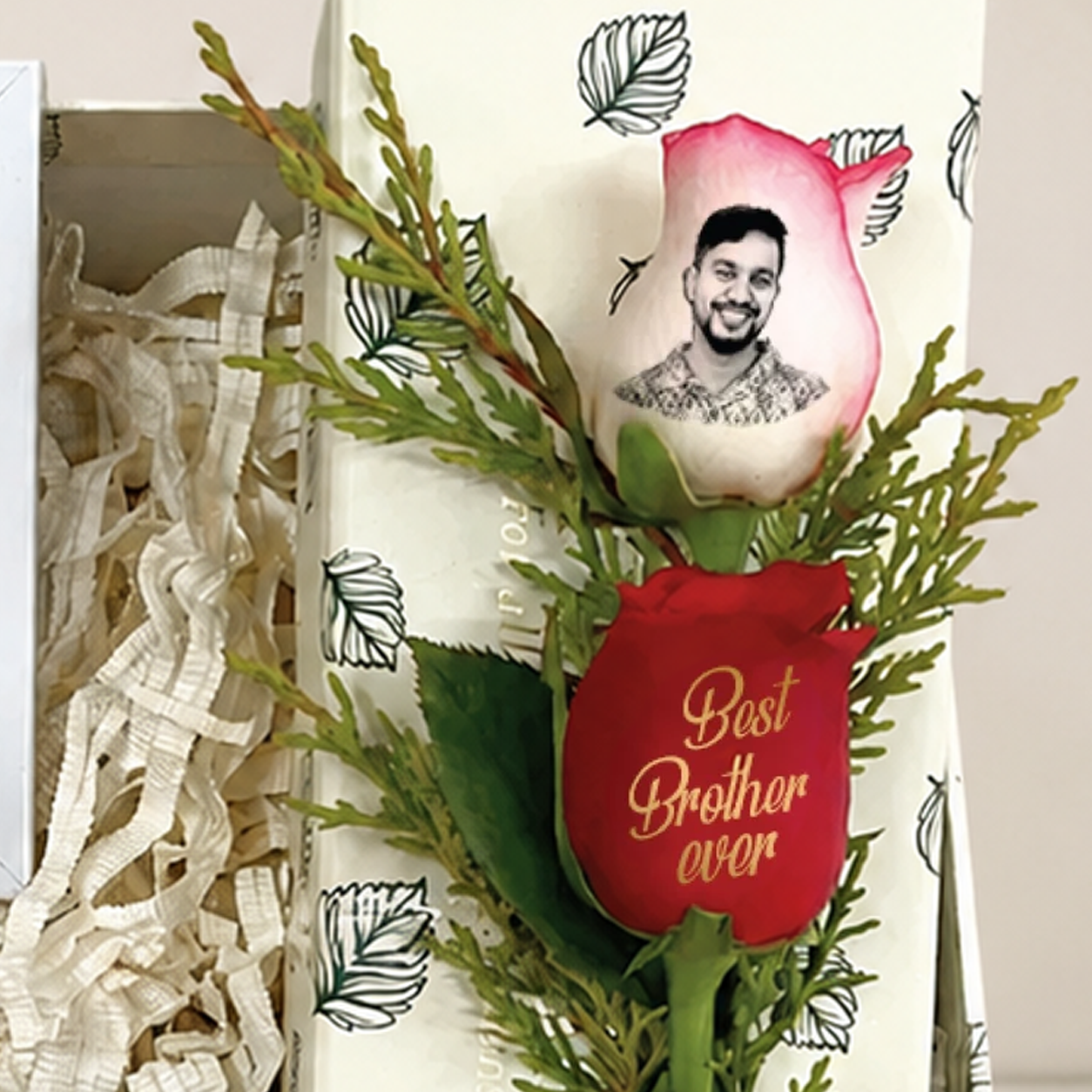 Happy Day Rakhi Gift Box for Brother – Peacock Rakhi & Personalized Rose