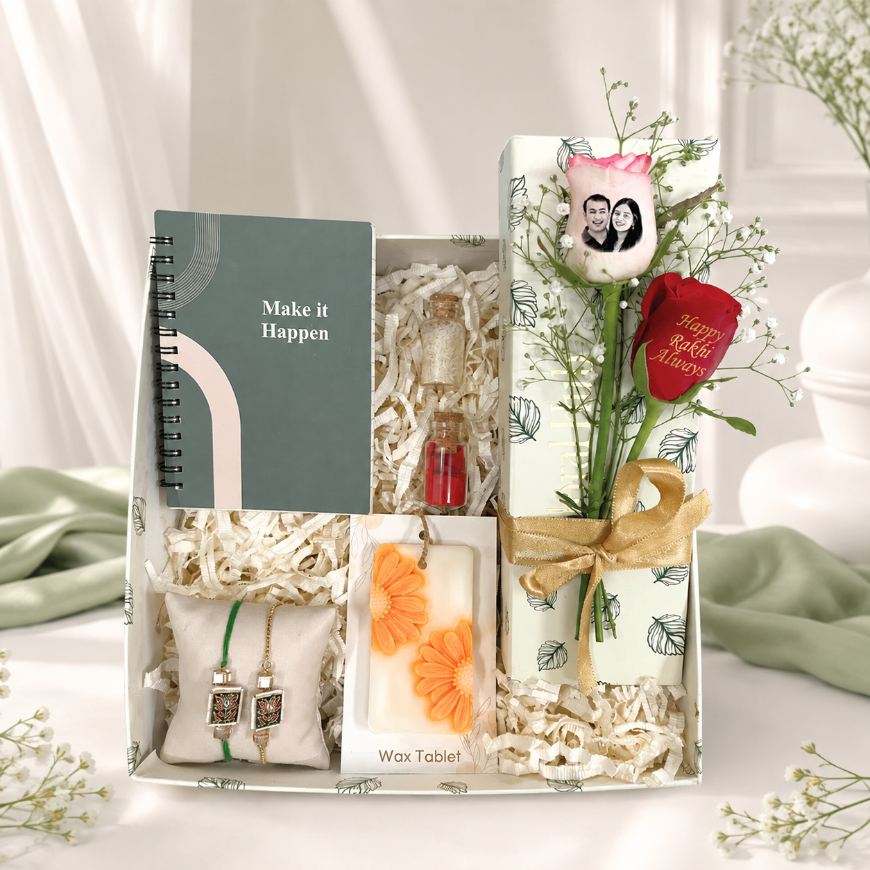 Happy Rakhi Always Box – Bhaiya Bhabhi Rakhis, Journal & Photo Roses