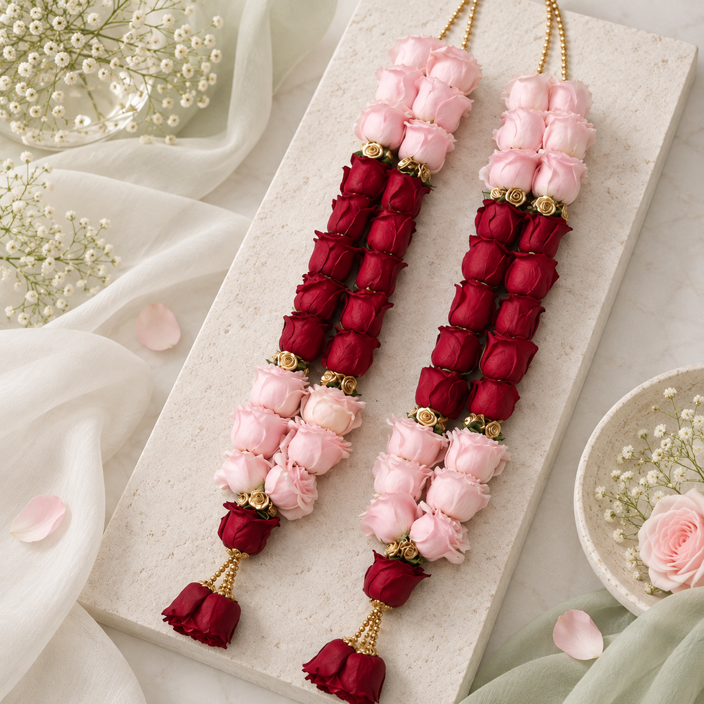 Crimson Blush Luxe Rose Varmala