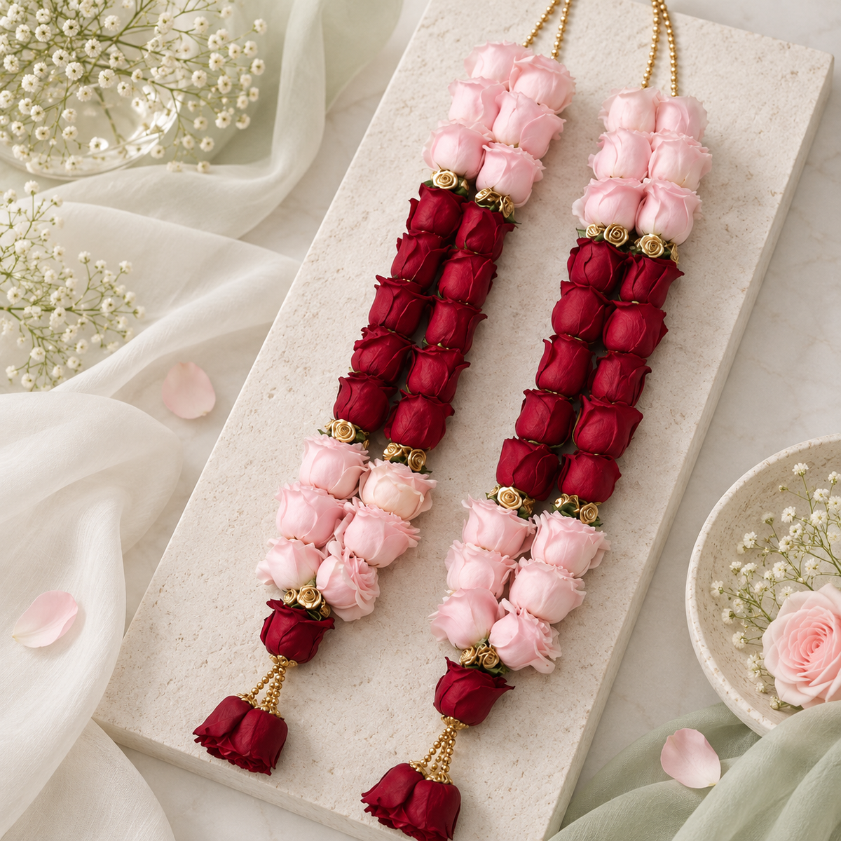 Crimson Blush Luxe Rose Varmala