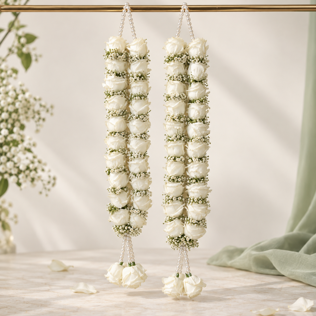 White Rose & Baby’s Breath Jaimala