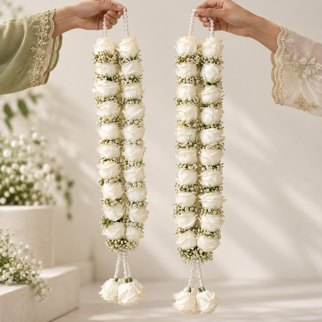 White Rose & Baby’s Breath Jaimala