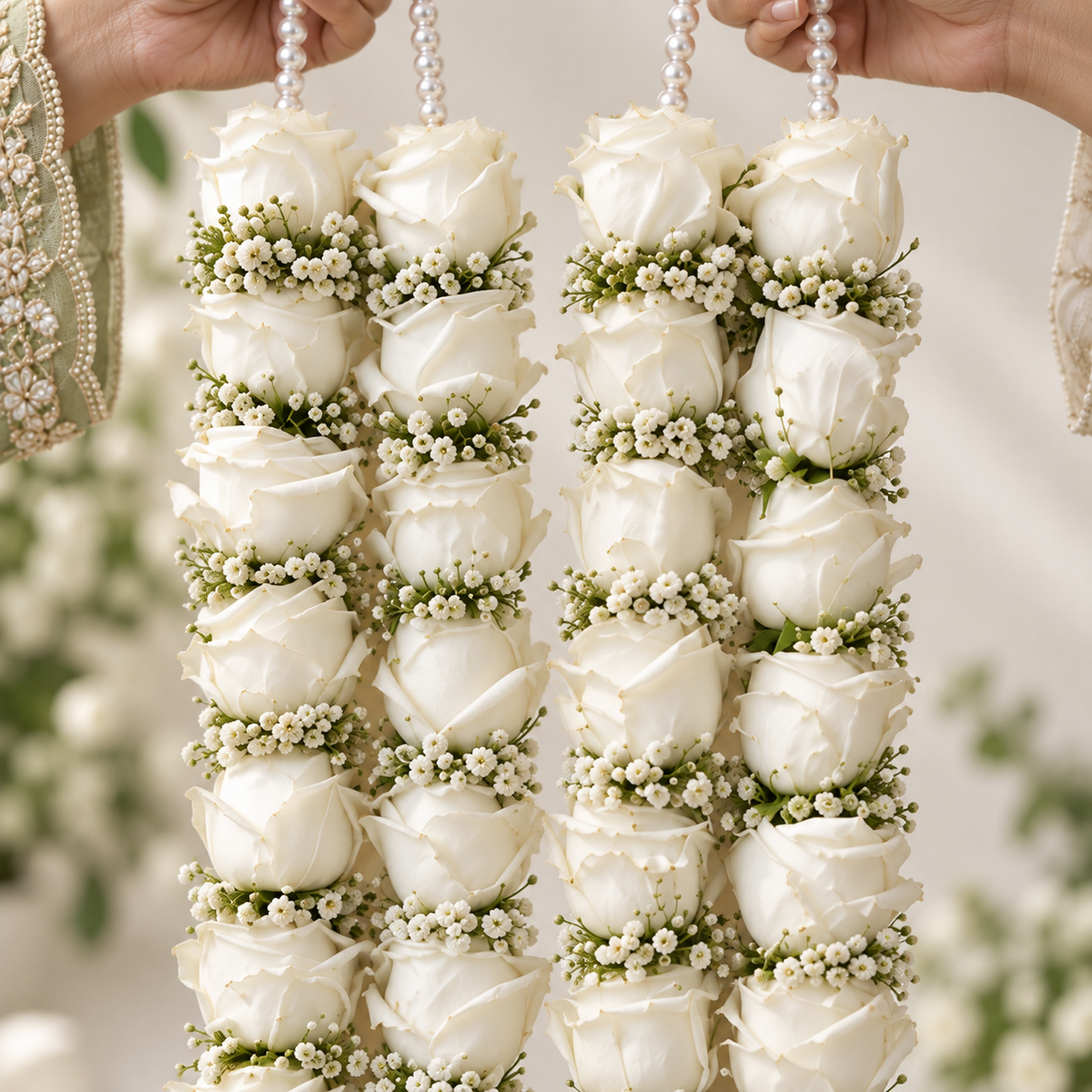 White Rose & Baby’s Breath Jaimala