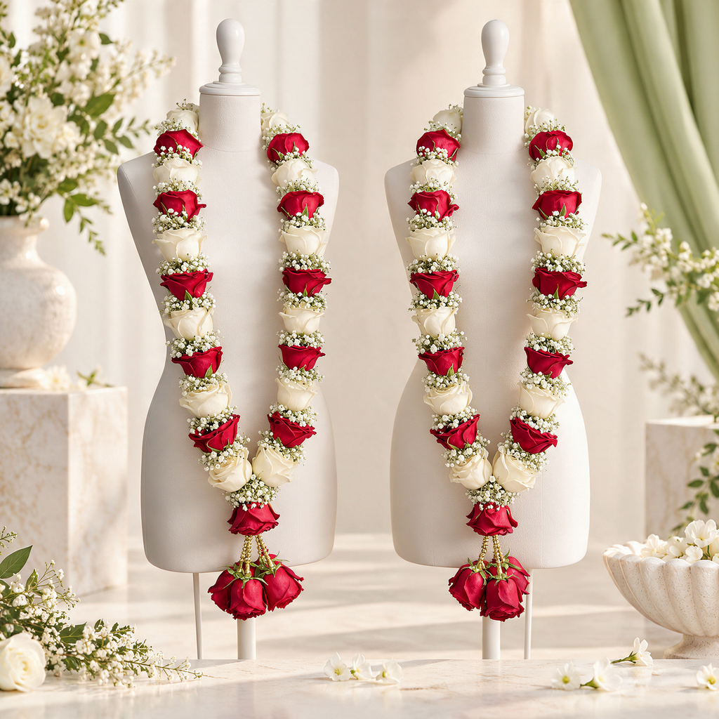 White & Red Rose Jaimala