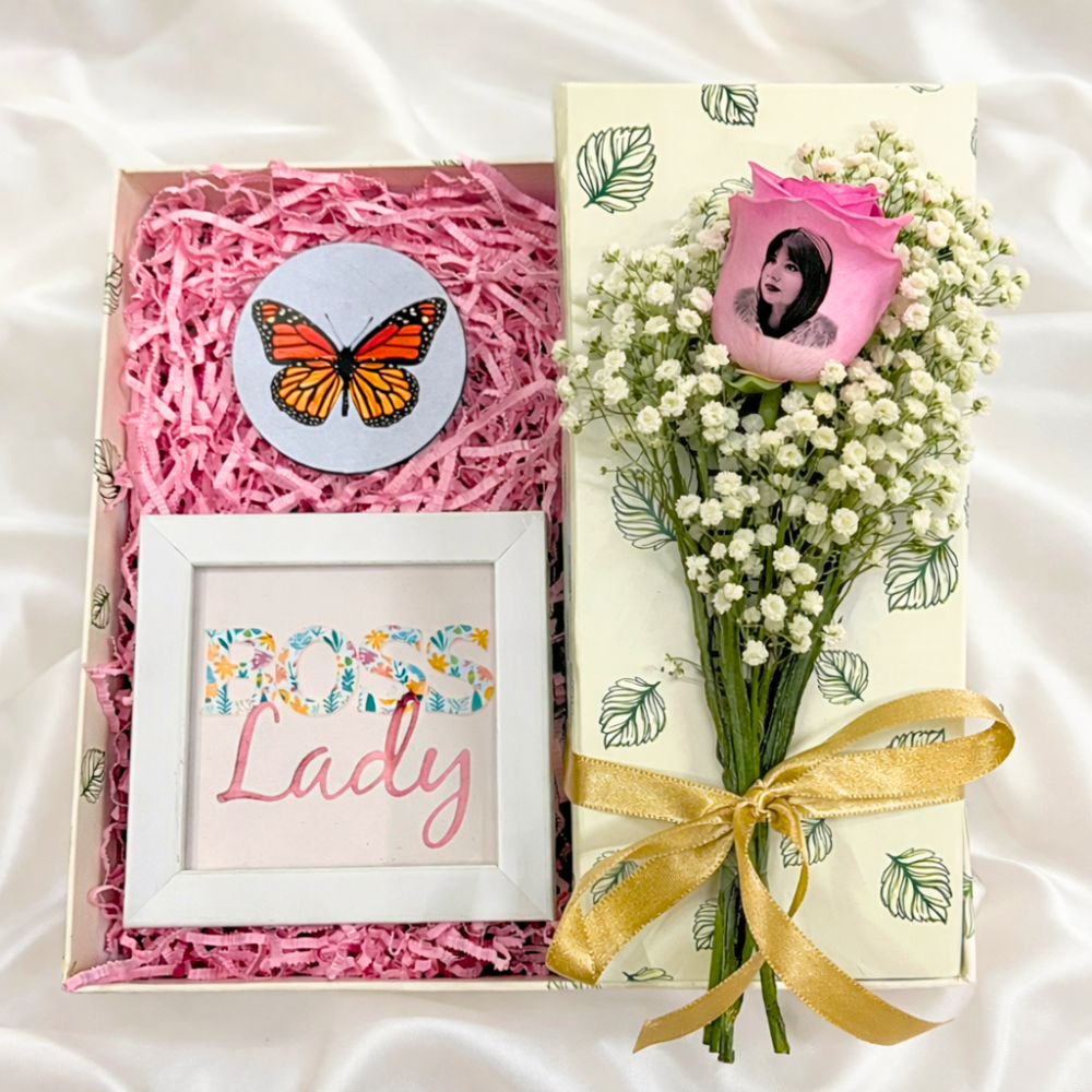 Mom Energy Boss Lady Butterfly Photo Rose Box