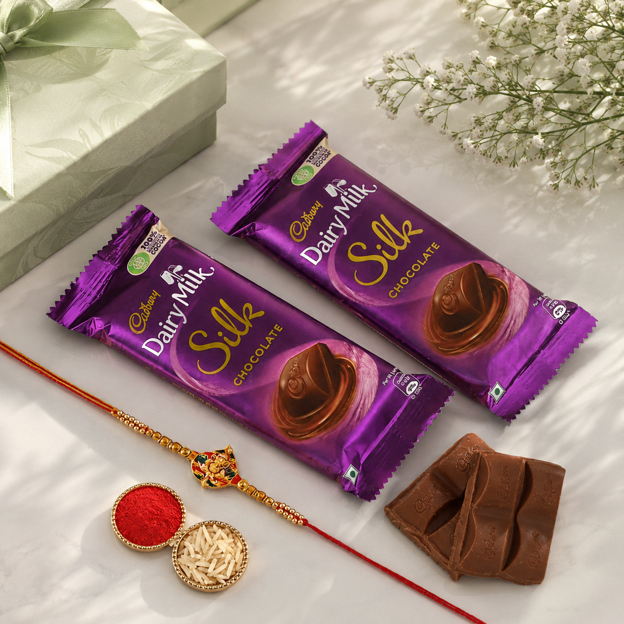 Meenakari Ganesha Rakhi with Cadbury Dairy Milk Silk
