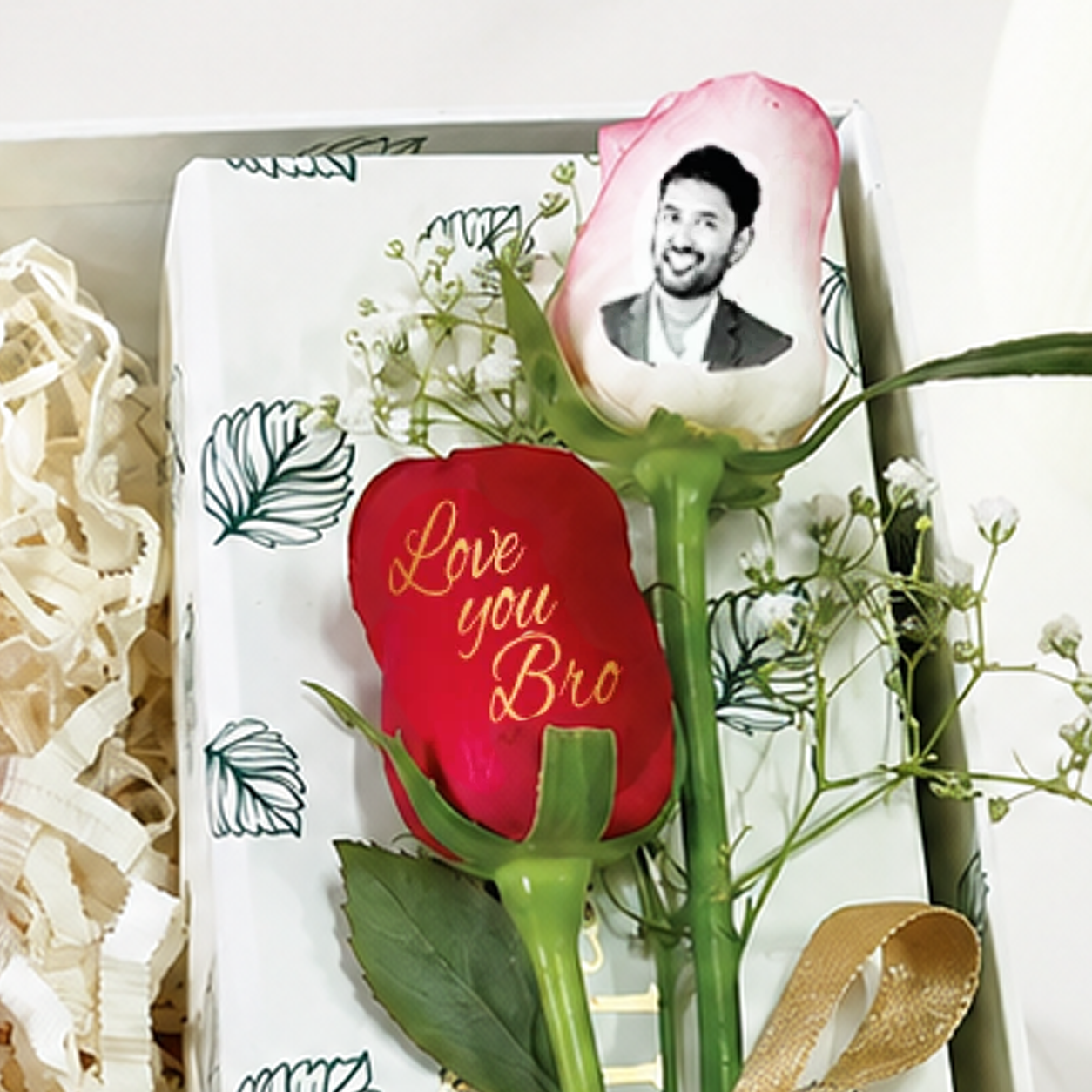 Peacock Rakhi Gift Box Personalized Rose