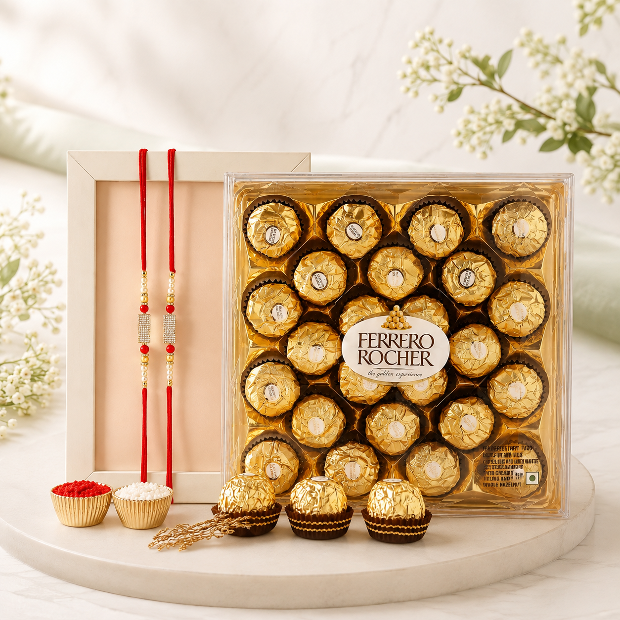 Premium Rakhi and Ferrero Rocher Gift Combo