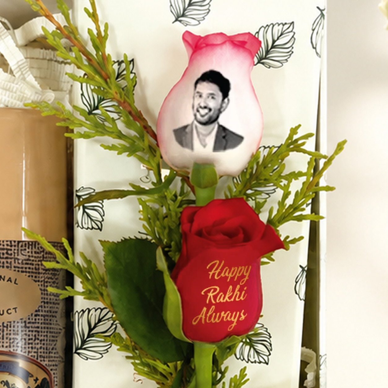 Rakhi Gift Box for Brother with Deo & Personalized Rose