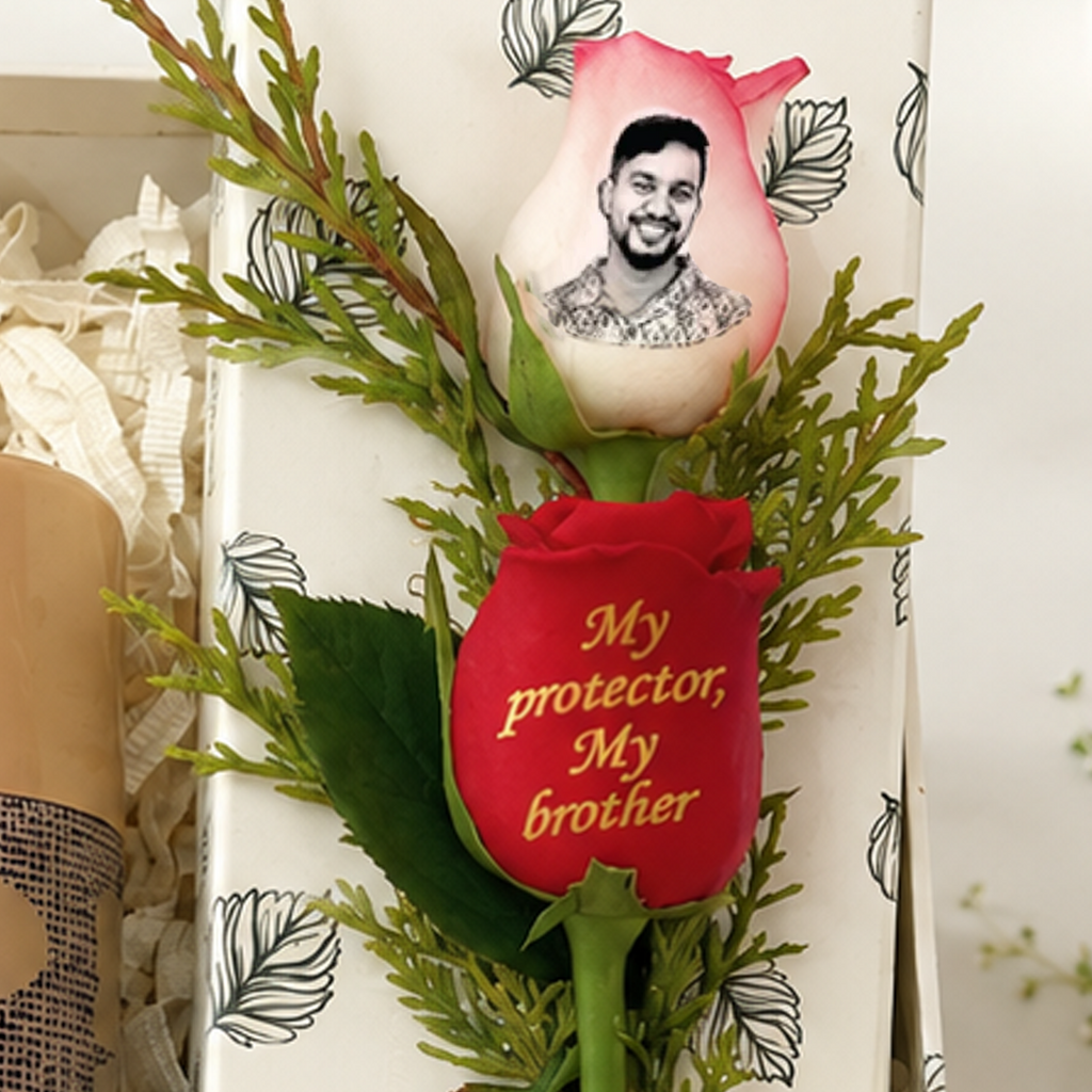 Rakhi Hamper for Brother with Designer Peacock Rakhi, Deo & Personalized Rose