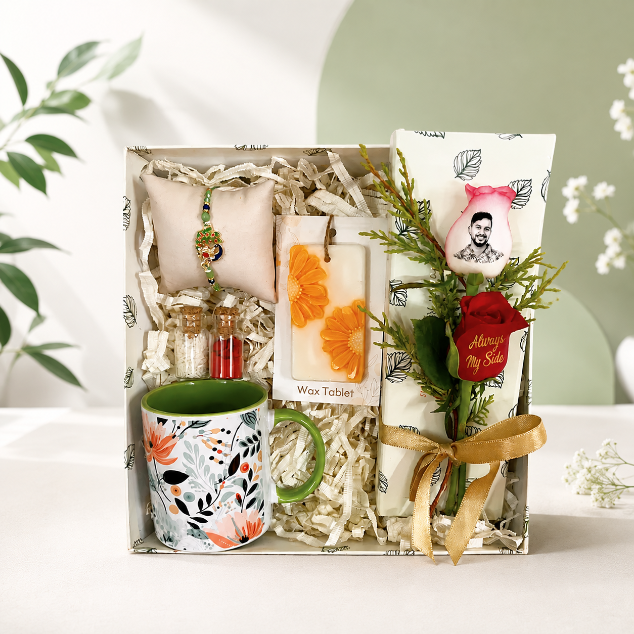 Rakhi Surprise Box for Bhai with Mug & Photo Rose