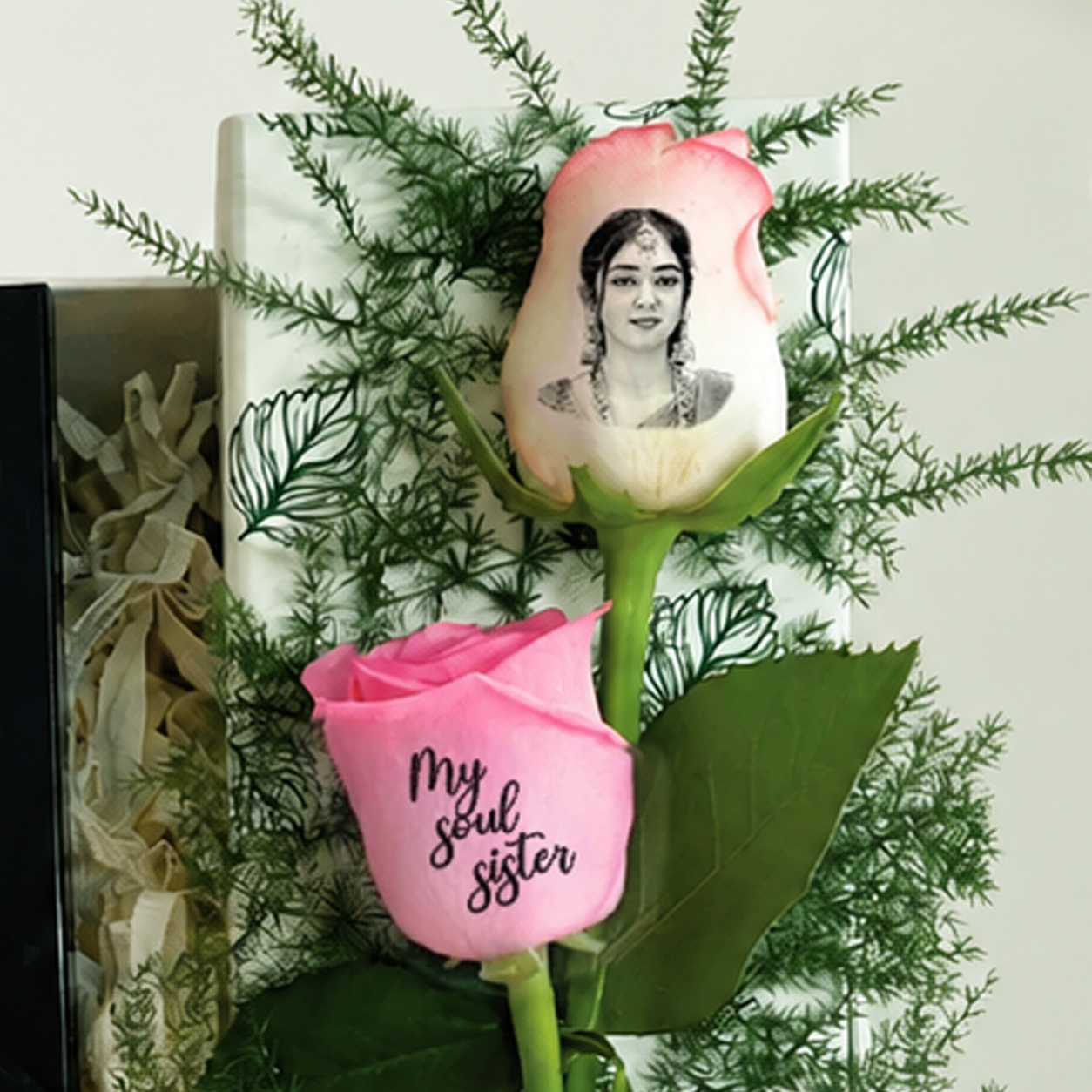 Sister Gift Box with Photo Rose, Frame & Fridge Magnet