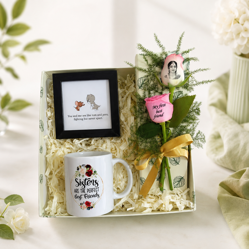 Sister Love Box with Mug, Frame & Personalized Roses