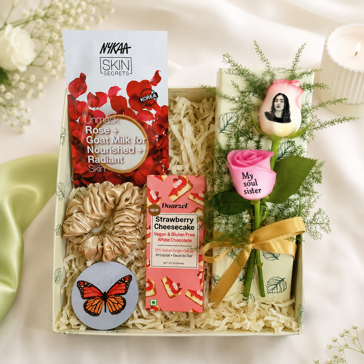 Sister Self-Care Gift Box with Chocolate & Custom Roses