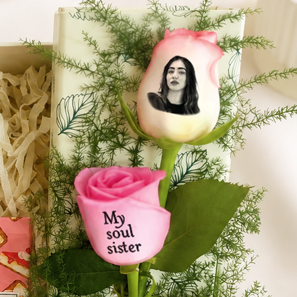 Sister Self-Care Gift Box with Chocolate & Custom Roses