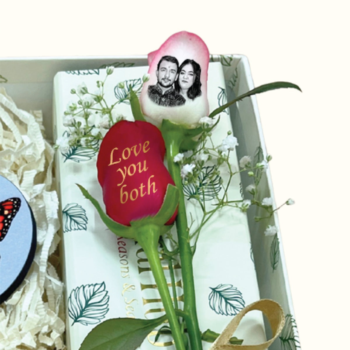 Minakari Bhaiya Bhabhi Rakhi Gift Box with Personalized Roses