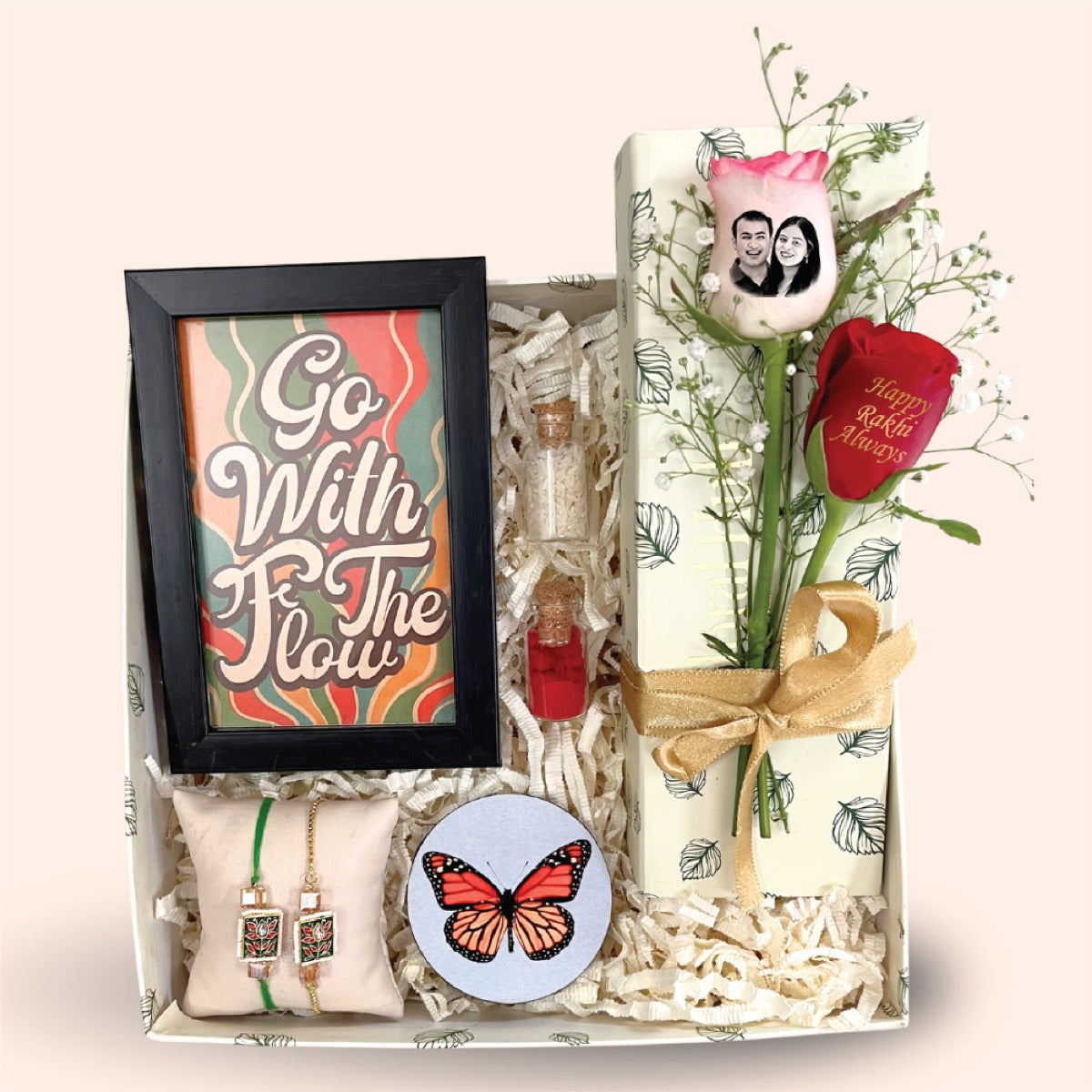 Bro Code Rakhi Box – Funny Frame, Magnet & Photo Roses for Bhaiya Bhabhi